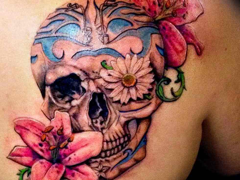 12 Watercolor Cranium Tattoo Designs