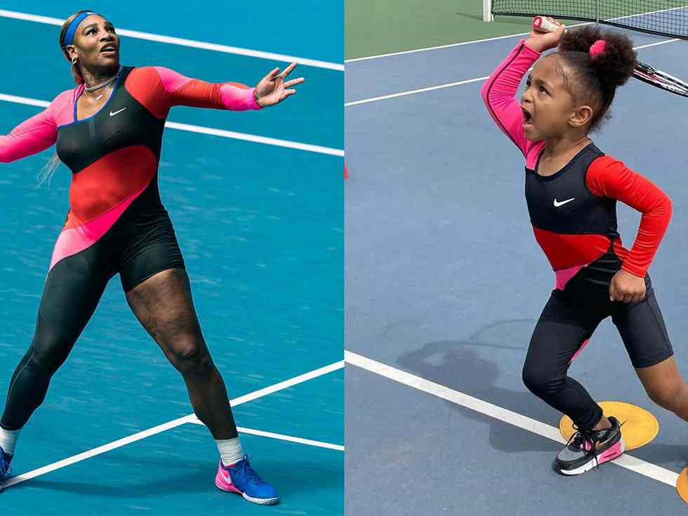 Serena Williams Honors Olympic Monitor Star Flo-Jo And Twins With Olympia In One-Legged Catsuits