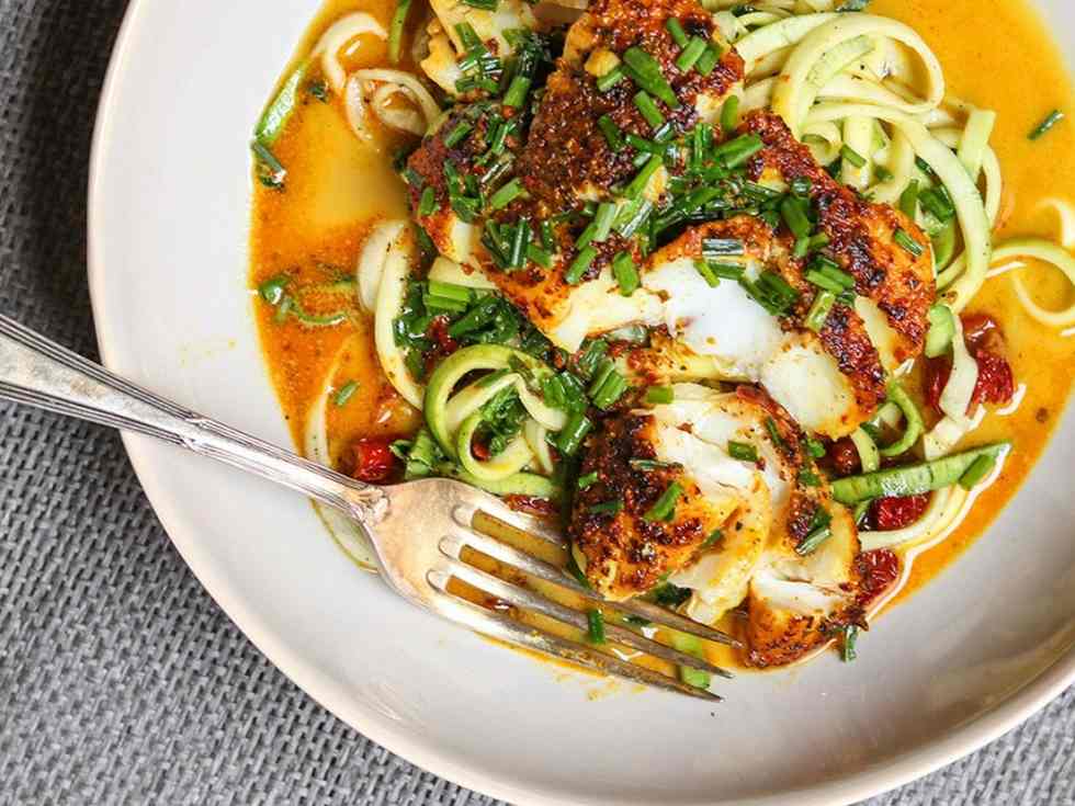 Cod with Creamy Zoodles