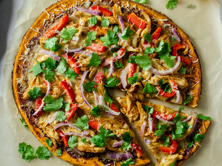 BBQ Rooster Pizza with Candy Potato Crust